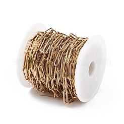 304ステンレススチールペーパークリップチェーン  ハンダ付け  スプールで  ゴールドカラー  15x4.5x1mm  約32.81フィート（10m）/ロール&nbsp;CHS-C006-04G