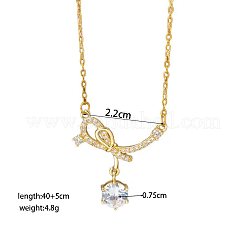 Brass Pave Clear Cubic Zirconia Bowknot Pendant 304 Stainless Steel Cable Chain Necklaces for Women&nbsp;WGFF125-01