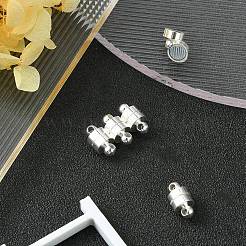 真鍮製マグネットクラスプ  コラム  銀  12x6mm  穴：2mm&nbsp;KK-YW0001-57S