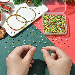 50G 5 Colors Christmas Theme Silver Lined Glass Seed Beads&nbsp;SEED-YW0002-62A
