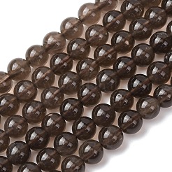 天然のスモーキークォーツラウンドビーズ連売り  8mm  穴：1mm  約47個/連  15.04''（38.2センチメートル）&nbsp;G-E329-8mm-38C