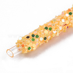 環境に優しいPVC管状合成ゴムコード  中空パイプ  スパンコール入り  ゴールド  5~6mm  穴：2mm  約54.68ヤード（50m）/バンドル&nbsp;RCOR-S001-01K