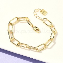 真鍮ペーパークリップチェーンブレスレット  カドミウムフリー＆鉛フリー  ラックめっき  長持ちメッキ  18KGP本金メッキ  7-3/8インチ（18.8cm）&nbsp;BJEW-C138-01G