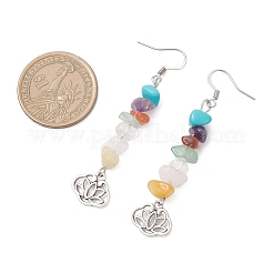 Chakra Natural Quartz Crystal & Rose Quartz & South Red Agate & Amethyst & Topaz Jade & Green Aventurine & Synthetic Turquoise Dangle Earrings&nbsp;EJEW-JE06648-01