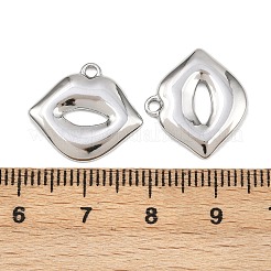304ステンレスペンダント  チャームリップ  ステンレス鋼色  16x18x2mm  穴：1.6mm&nbsp;STAS-L303-23P