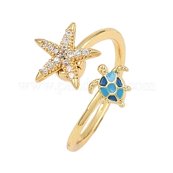 Rotatable Brass Micro Pave Cubic Zirconia Open Rings for Women&nbsp;RJEW-K305-02G