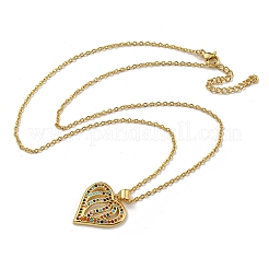 Brass Micro Pave Colorful Cubic Zirconia Peach Heart Pendant Necklaces for Women&nbsp;LS-NJEW-Q346-01G-01