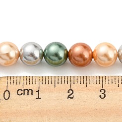 電気めっきシェルパールビーズ連売り  染め  ラウンド  チョコレート  8mm  穴：0.8mm  約52個/連  15.94インチ（40.5cm）&nbsp;SHEL-F008-03B-02