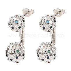 Brass Micro Pave Cubic Zirconia Stud Earrings&nbsp;EJEW-D351-13P-01