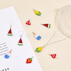 30Pcs 5 Styles Baking Paint Glass Seed Beaded Pendants&nbsp;FIND-CA0006-25