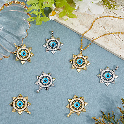 8Pcs 2 Colors Brass Micro Pave Cubic Zirconia Pendants&nbsp;KK-BBC0019-54