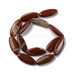 天然石レッドジャスパービーズ連売り  フラットオーバル  29~30x12x5.5mm  穴：0.7mm  約13個/連  14.96''（38センチメートル）&nbsp;G-B078-E10-01