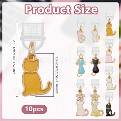 10 個のプラスチックモバイル防塵プラグ  猫  合金エナメルペンダント付き  ミックスカラー  26~40mm&nbsp;HJEW-OC00182
