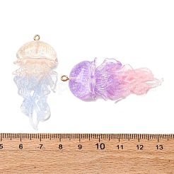 透明樹脂ペンダント  クラゲ  金色の鉄のループで  ツートン  ミックスカラー  54x24x12mm  穴：1.8mm&nbsp;RESI-H039-04P