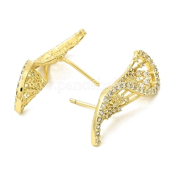 DNA Sequences Shape Brass Micro Pave Cubic Zirconia Stud Earrings&nbsp;EJEW-L270-14G