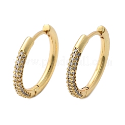 Brass Micro Pave Cubic Zirconia Huggie Hoop Earrings&nbsp;EJEW-K083-36G-B