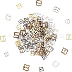 120スタイルの合金スライドバックル12個  正方形  ミックスカラー  8.7~12x8.7~12x1~1.3mm  10個/スタイル&nbsp;FIND-FG0001-37