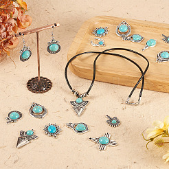 48Pcs 12 Styles Synthetic Turquoise Pendants&nbsp;FIND-TA0003-21