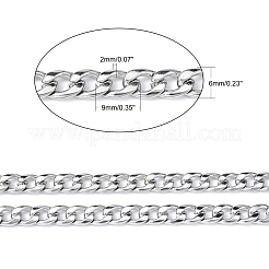 変色しない3.28フィート304ステンレススチールキューバチェーン  分厚いカーブチェーン  溶接されていない  ステンレス鋼色  6mm&nbsp;X-CHS-G010-02P