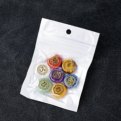7Pcs Chakra Natural Tumbled Gemstone with Carved Rune Words&nbsp;PW-WG7BE04-01