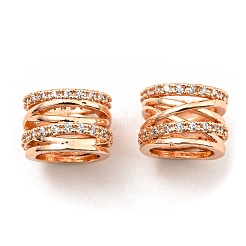 Rack Plating Brass Micro Pave Cubic Zirconia European Beads&nbsp;KK-F856-09RG