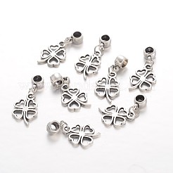 クローバー チベット スタイル 合金 ヨーロピアン ダングル チャーム  大穴ペンダント  アンティークシルバー  27.5mm  穴：4mm&nbsp;PALLOY-I116-42AS