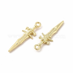 ラックメッキ合金ペンダント  カドミウムフリー＆ニッケルフリー＆鉛フリー  剣のチャーム  ゴールドカラー  31x9x3mm  穴：2mm&nbsp;PALLOY-E025-22G