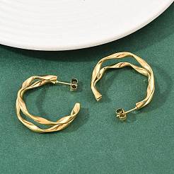 304 Stainless Steel Two-layer C-Shaped Stud Earrings&nbsp;EJEW-P324-11G