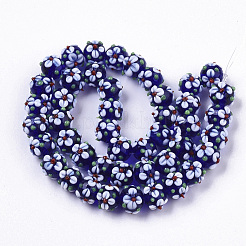 手作りランプワークビーズ連売り  花  ミディアムブルー  11~12x11~12x10mm  穴：1.5mm  約45個/連  17.72インチ（45cm）&nbsp;LAMP-N021-001B