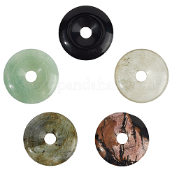 5Pcs 5 Styles Natural Green Aventurine & Rhodonite & Labradorite & Obsidian & Agate Pendants&nbsp;G-SP0001-38