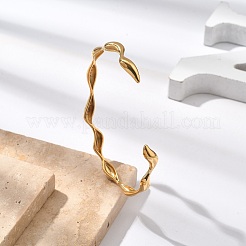 女性用304ステンレススチールカフバングル  ゴールドカラー  内径：1-7/8 x2-1/2インチ（4.7x6.2cm）&nbsp;BJEW-B108-14G