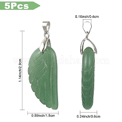 5Pcs 5 Colors Opalite & Synthetic Goldstone & Natural Tiger Eye & Amethyst & Green Aventurine Carved Pendants&nbsp;G-YW0002-41