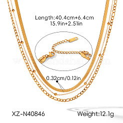 304ステンレススチール3層チェーンネックレス女性用  ゴールドカラー  15.91インチ（40.4cm）&nbsp;WG5FF3F-01