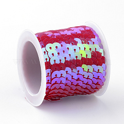 環境に優しいプラスチックスパンコールビーズ  スパンコールビーズ  装飾アクセサリー  ABカラー  フラットラウンド  レッド  6mm  約5m /ロール&nbsp;PVC-Q092-6mm-P96