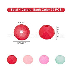 4連売り4色スプレー塗装ガラスビーズ連売り  艶消し  多面カット  ロンデル  ミックスカラー  8x6.5mm  穴：1.2mm  約72個/連  17.72インチ  1連 / color&nbsp;FGLA-PH0001-02