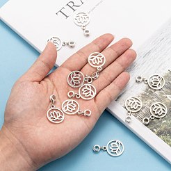 チベット風合金大穴ヨーロピアンダングルチャーム  ヨガ蓮とフラットラウンド  アンティークシルバー  36mm  穴：5mm&nbsp;PALLOY-JF00036