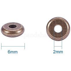真鍮製スペーサービーズ  フラットラウンド  ミックスカラー  6x2mm  穴：1.8mm&nbsp;KK-PH0034-40