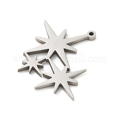 ステンレスペンダント201個  ステンレス鋼色  スター  23x27x1.5mm  穴：1mm&nbsp;STAS-R133-01P-01