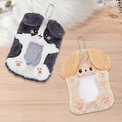 2Pcs 2 Styles Cute Animals Plush Photocard Holder with Plastic Ball Chain&nbsp;HJEW-SC0003-19