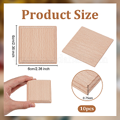 木製組み立て玩具10個  正方形  ナバホホワイト  60x60x7.5mm&nbsp;AJEW-OC0014-43