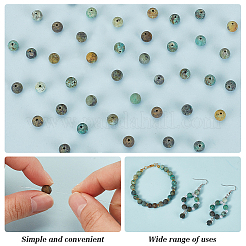 つや消し天然アフリカンターコイズ（ジャスパー）ラウンドビーズ連売り  6mm  穴：1mm  約63個/連  15.5インチ  126pc&nbsp;G-OC0001-79B