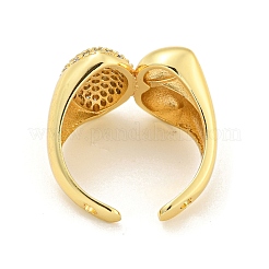 Oval Clear Cubic Zirconia Open Cuff Ring&nbsp;RJEW-L121-042G