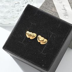 女性用304ステンレススチールスタッドピアス  ゴールドカラー  ハート  6x10mm&nbsp;LS-STAS-Z117-16G-01