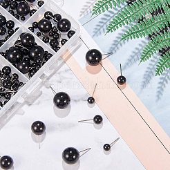 ABSプラスチッククラフト人形の目  ぬいぐるみの目  ステンレス鋼ピンと  ブラック  4~20mm  ピン：0.6mm  206個/箱&nbsp;DIY-PH0024-47