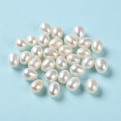 天然な培養された淡水パールビーズ  片穴  ライス  グレード6a+  ホワイトスモーク  7~9x6.5~7mm  穴：0.9mm&nbsp;PEAR-E020-19