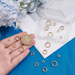 20個 4スタイル 真鍮オープン丸カン  丸型ロック丸カン  14KGP本金メッキ  5.5~12x1.5~3mm  内径：2.5~8.5mm  5個/スタイル&nbsp;KK-UN0006-08