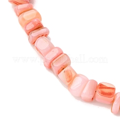 染色された天然淡水貝のナゲットビーズアンクレット  ステンレス鋼色  鮭色  9-1/8インチ（232mm）&nbsp;AJEW-AN00746-04
