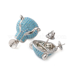 Cubic Zirconia 925 Sterling Silver Stud Earring Findings for Women&nbsp;STER-M092-09P-01