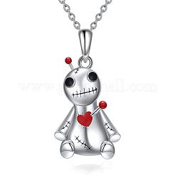 ハロウィン 合金 エナメル 赤いハート ゴシック ドール ペンダント ネックレス（ユニセックス）  プラチナ  17.72インチ（45cm）&nbsp;WGBCC68-01