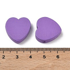 スプレープリントウッドビーズ  ハート  パープル  19x20x6mm  穴：2mm&nbsp;WOOD-L023-01A